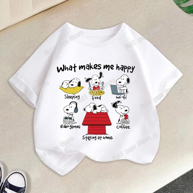 Snoopys Kids TShirt Anime Boys Girls Short Sleeve Tops Summer Breathable Baby Cartoon Tees Cute Dog Print Clothes Birthday Gifts