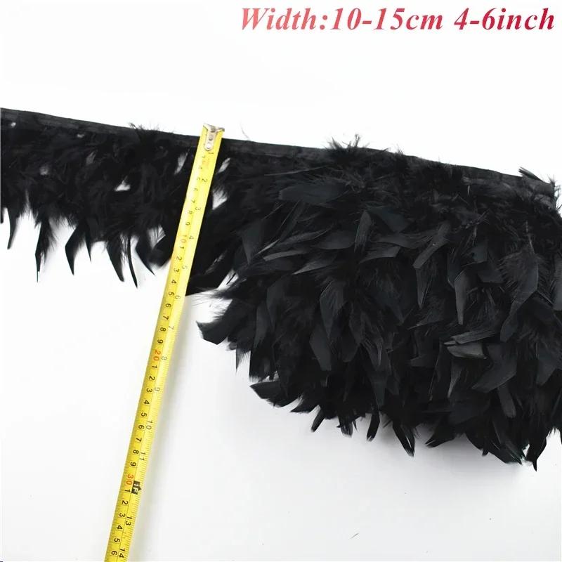 1Meters Black White Feathers for Needlework Ribbon Tape Fringe Feather Trim Pheasant Turkey Ostrich Goose Marabou Sewing Clothes