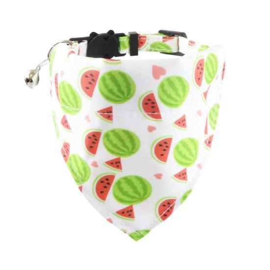 

Салфетки для удаления слюны домашних животных, регулируемый ошейник для кошек, бандана с колокольчиком и принтом фруктов, тканевый ошейник для домашних животных