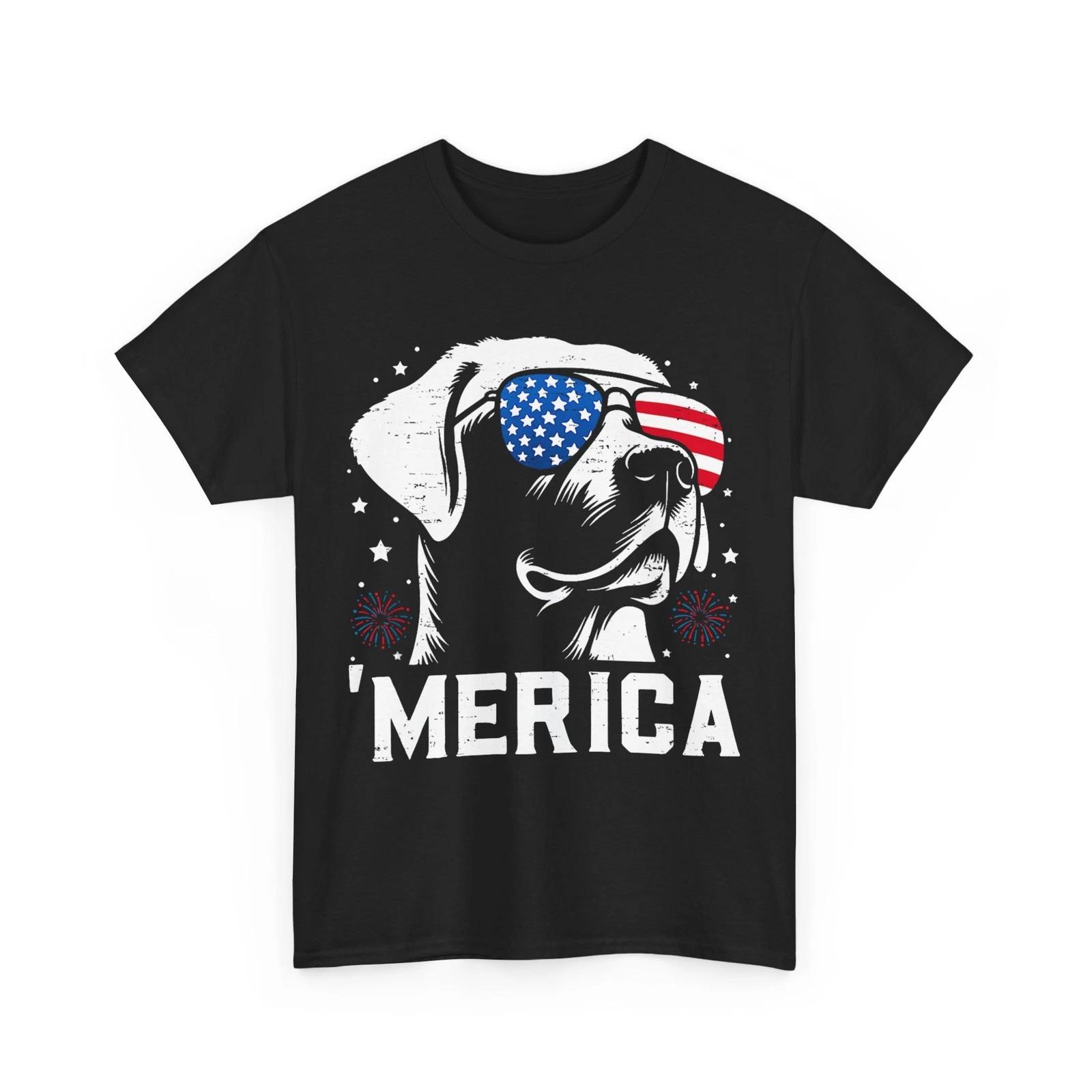 4th of July Patriotic Labrador Retriever Dog Merica American Flag T shirt XL