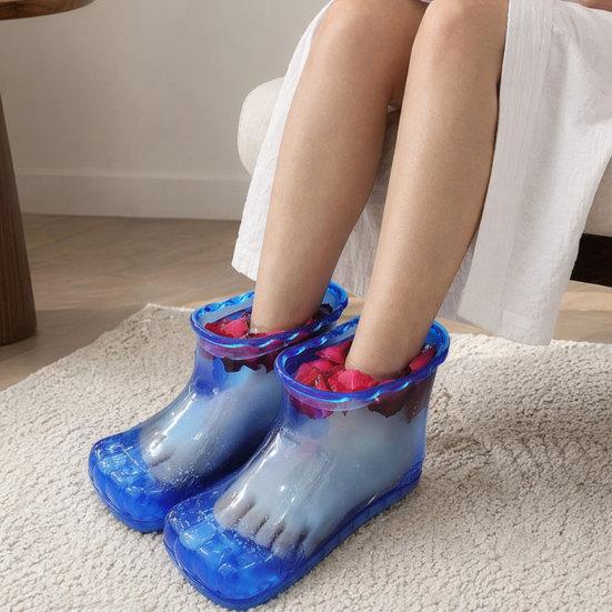 1 Pair Massage Foot Bath Shoes, Portable Feet Soaking Tub Feet Spa Shoes, Pedicure PVC Tall Foot Soaker for Foot Massage Relax