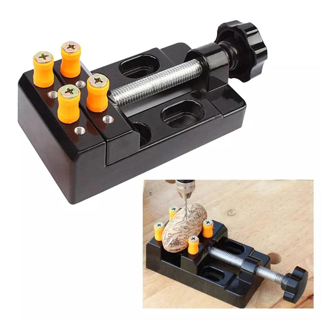 Mini Bench Clamp Flat Table Vice Adjustable Drill Press Drilling Vice Tool Watch Walnut Jewelry B1B7