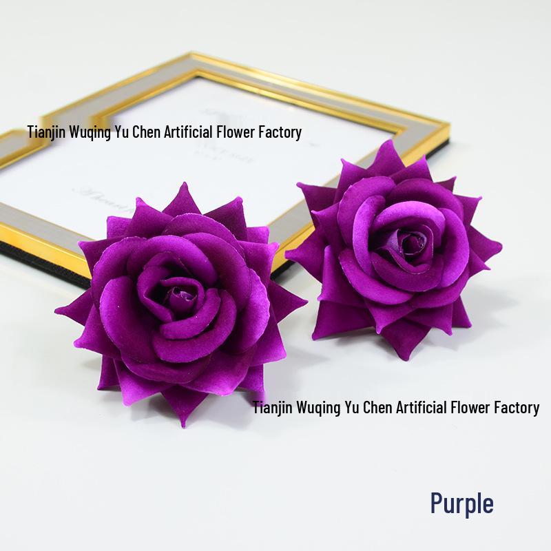 Ethnic Velvet Rose U-shaped Hairpin - Medium Size