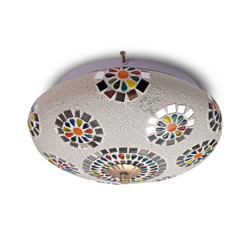 Mosaic Crafted Multicoloured Decorative Glass Ceiling Light