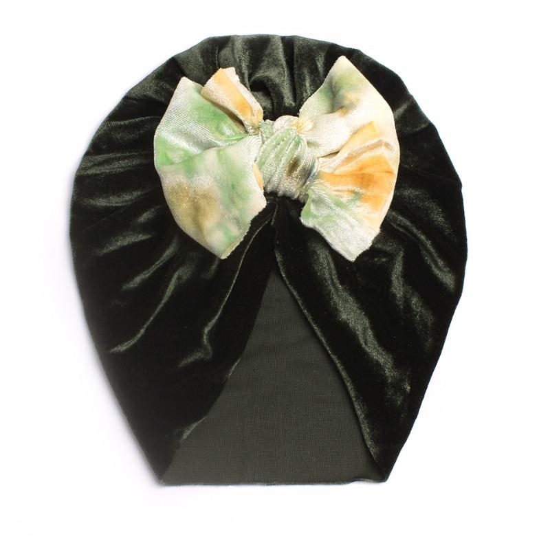 New Golden Velvet Children's Bow Hat, Baby Winter Warm Hat, Baby Hat