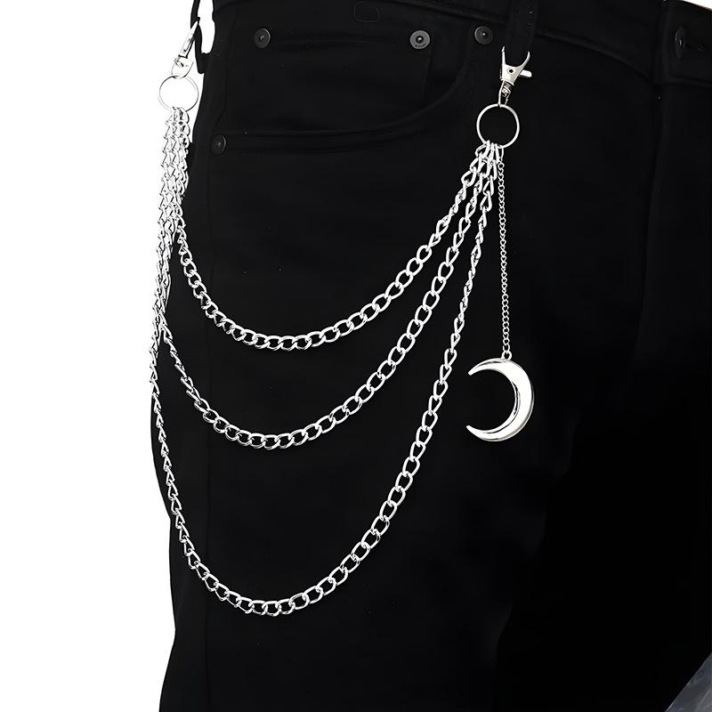 European-American Punk Retro Pentagram Pendant Chain - Hip-hop Multi-layer Metal Waist Accessory