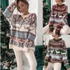 Cozy Christmas Pattern Crew Neck Sweater - Women's Casual Long Sleeve Sweater for Fall & Winter