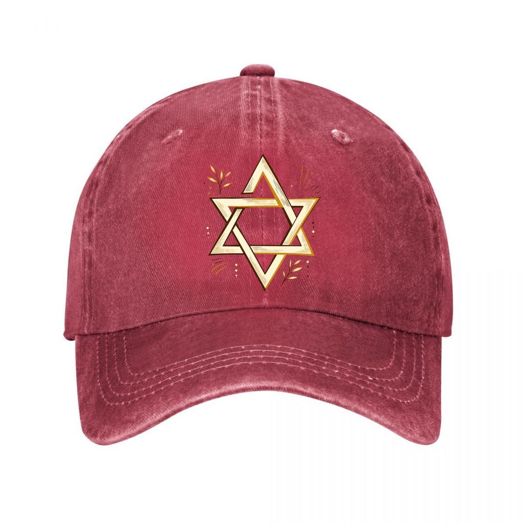 Radiant Judaic Symbol Line Art Washed Baseball Cap Outdoor For Womens Unisex FeUnisex Dad Hat
