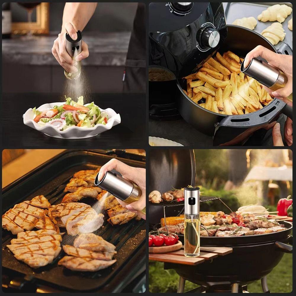 Stainless Steel Glass Oil Sprayer Fine Spray Oil Dispenser Bottle  Cooking Equipment