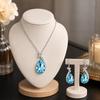 Women Teardrop Jewelry Set With Necklace And Earrings, Zinc Alloy Plated Pendant, Rhinestone Detail For Daily Wear And Party Outfit