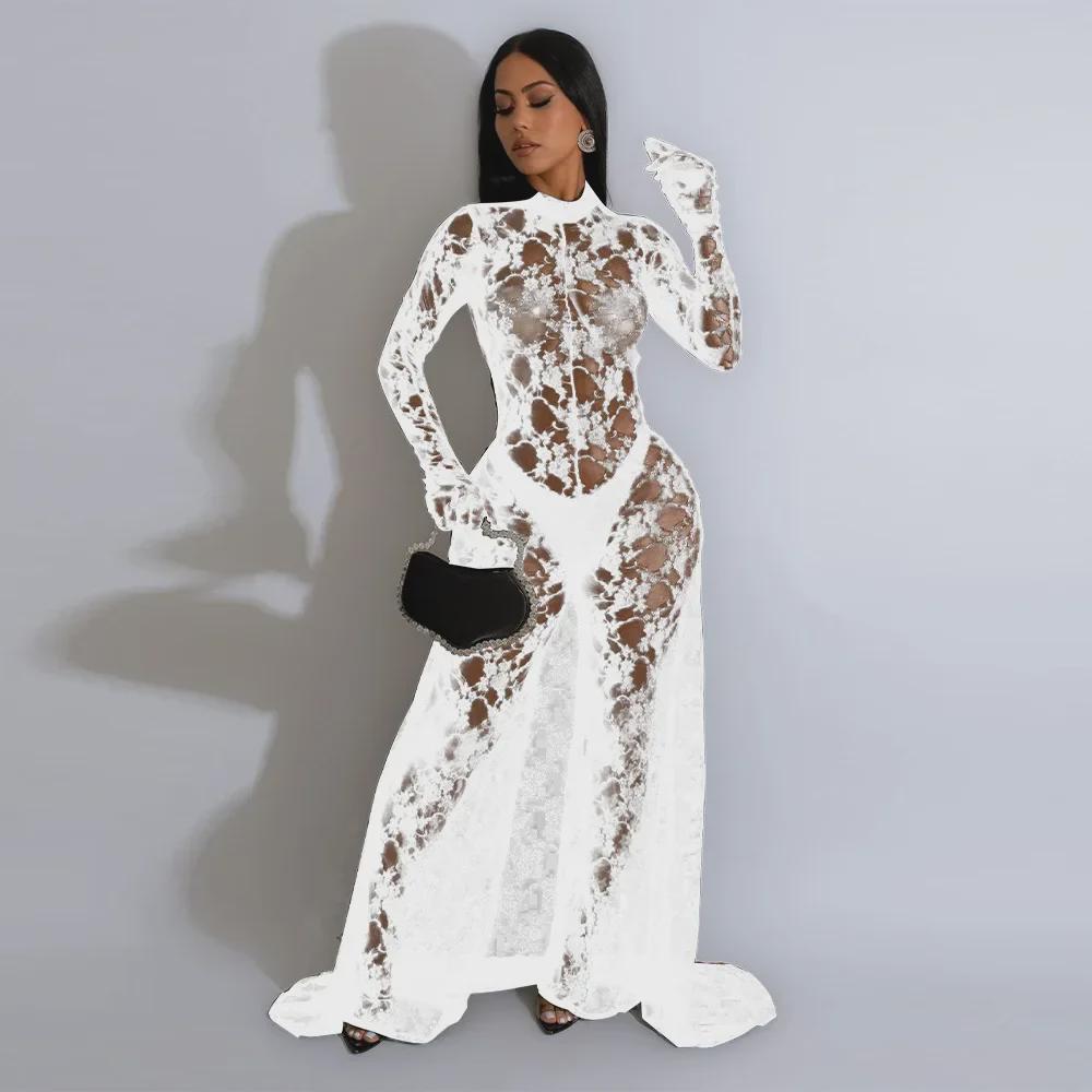 Mono de Encaje con Tirantes Descubierto por la Espalda - Moda Sexy para Mujeres Europeas/Americanas