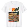 Edo Japan Scenery Sunset At Mount Fuji Ukiyo Cotton Tshirt Special Oversized Tshirt Graphic Tees Fitness Tops Unisex Clothing