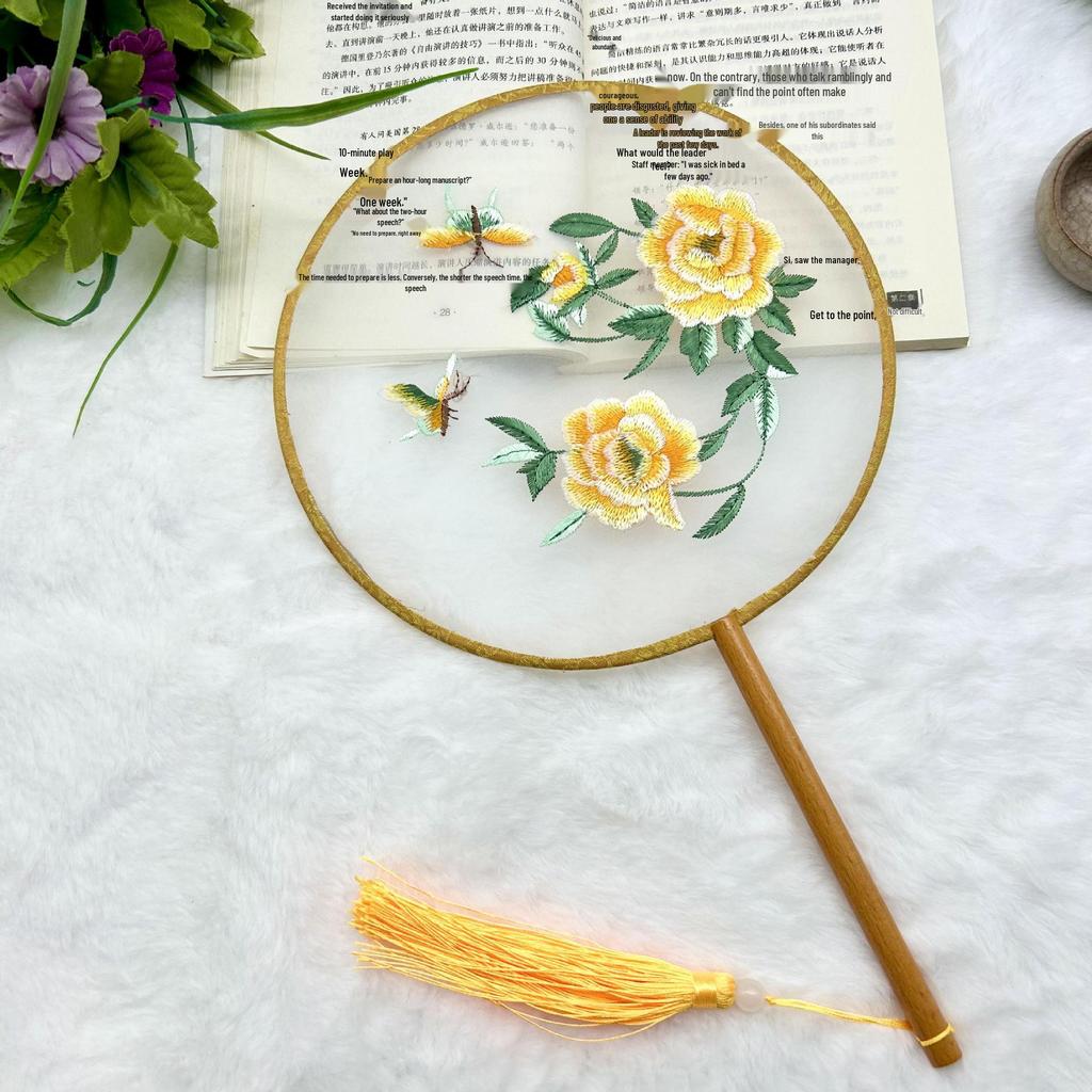 Ancient Style Single-Sided Suzhou Embroidery Dance Fan