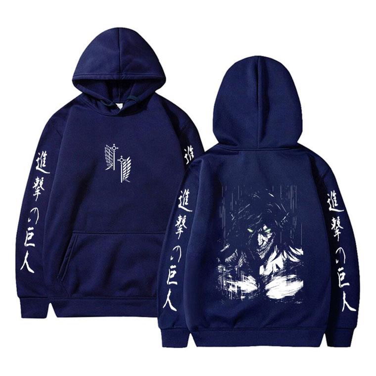 Sudadera con capucha Merch de Eren Jaeger de Attack on Titan Anime para Hombre Mujer Dibujos Animados Manga Cosplay Streetwear Sudadera con Capucha Oversize para Hombre