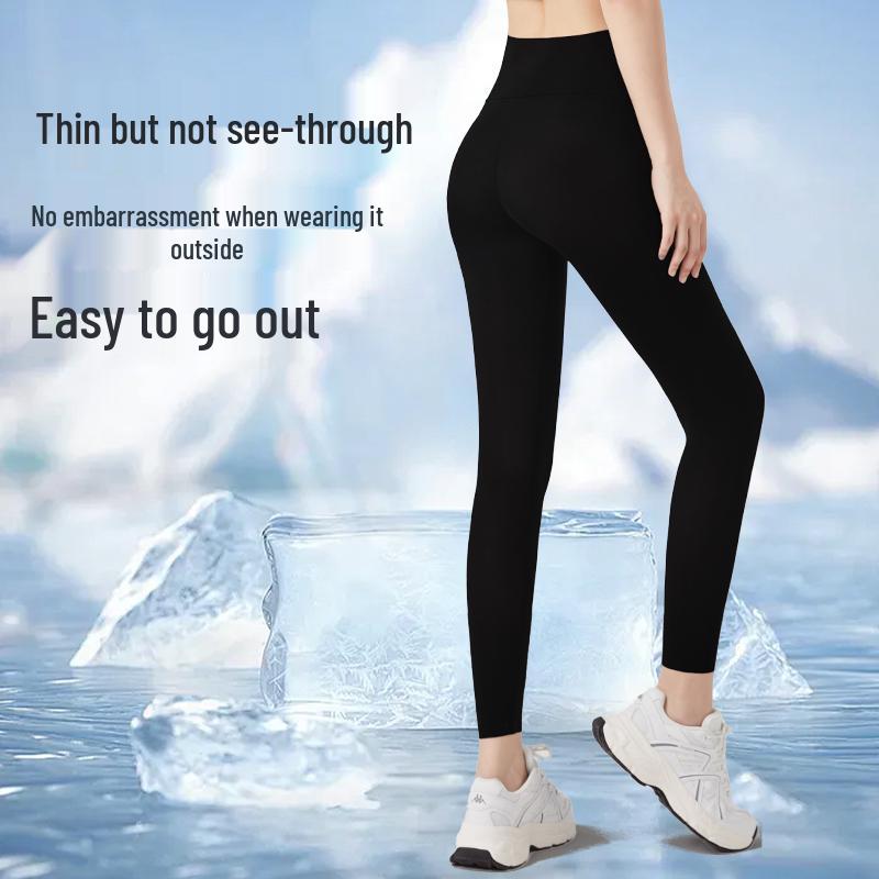 Women's Ice Silk Shark Pants – Ultra-Thin Summer Yoga Leggings with Sun Protection, 2025 New Style Fitness Barbie Nine-Point Fit.