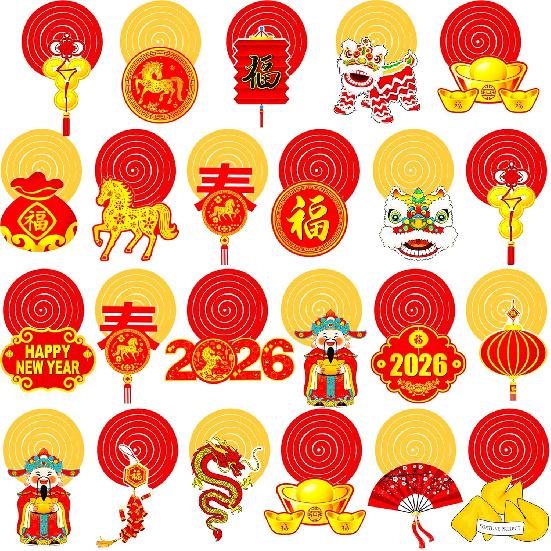 Happy Chinese New Year Hanging Swirls 2026 Chinese New Year Party Decoration Year of The Horse Themed Ceiling Swirls Spring Festival Hanging