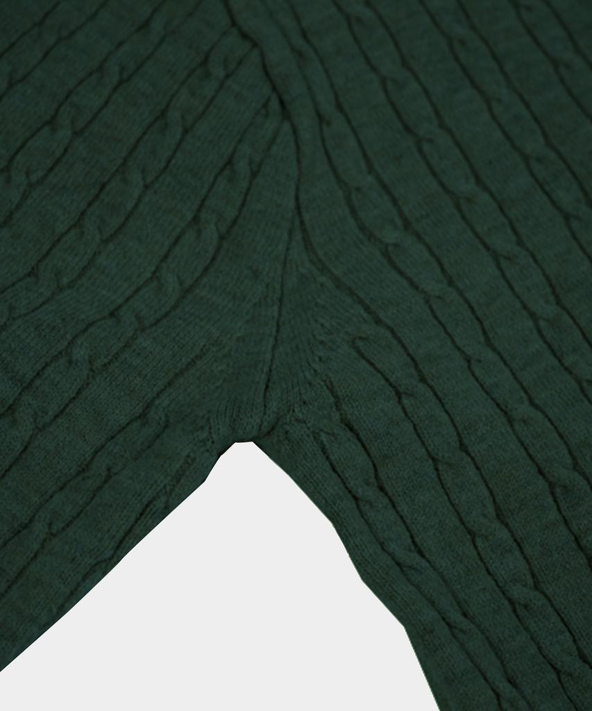 BIRBANTE Soft Washable Cable Collar Knit - Dark Green