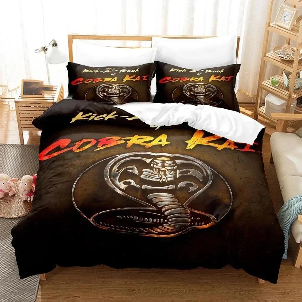3D Print Cobra Kai Karate Beddengoedset Dekbedovertrek Bedset Quiltovertrek Kussensloop Dekbed King Queen Size Jongens Volwassen Beddengoed