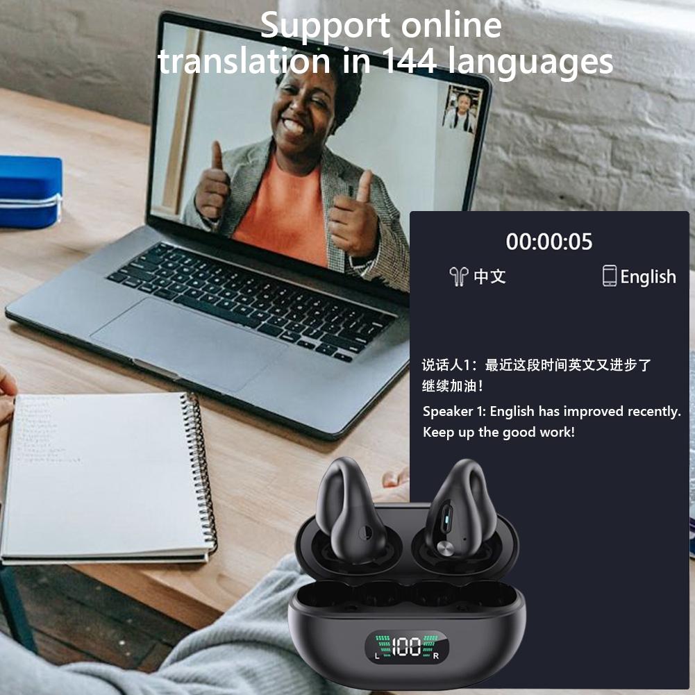 Übersetzungs-Ohrhörer, 144 Sprachen, intelligenter KI-Übersetzer, kabellose Bluetooth 5.4-Kopfhörer, Sofortübersetzer, intelligente Stimme für Android iOS