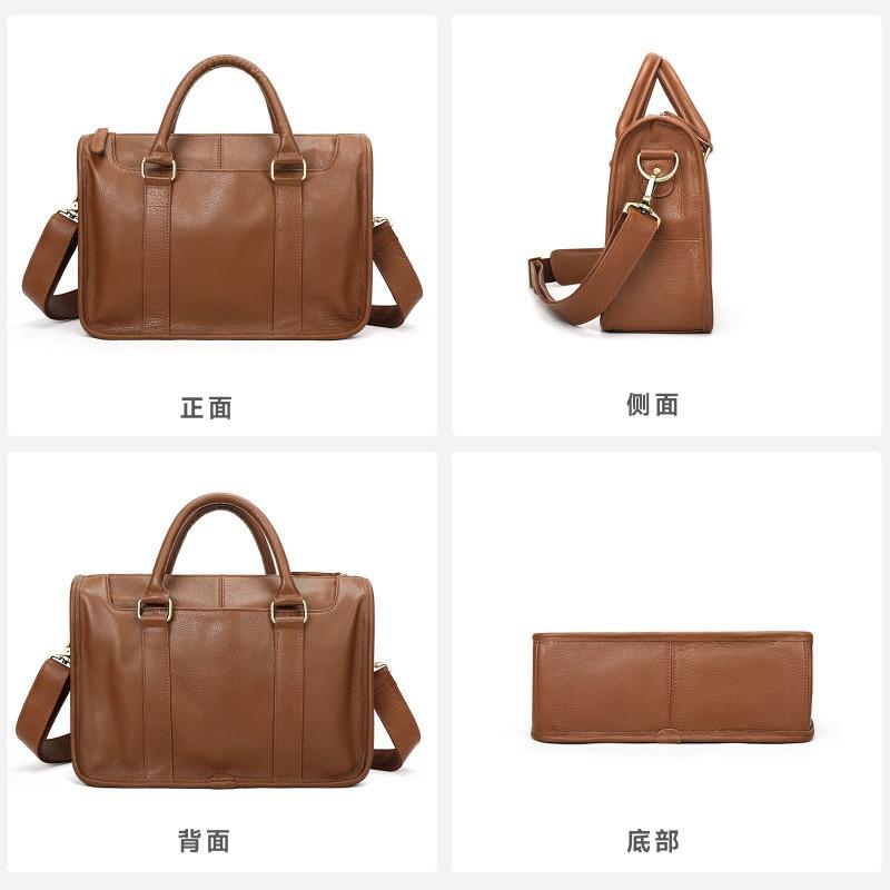 Genuine Leather Men's Business Travel Pillow Bag Classic Handbag Casual Versatile Shoulder Briefcase Cowhide