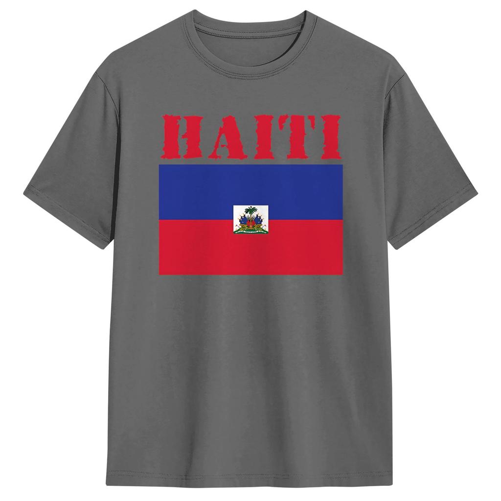 Unisexs TShirt Haitian Flag Love Haiti Awesome Cotton Tee Shirt Short Sleeve  T Shirt Crew Neck Clothes Unique