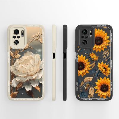 Kompatibel mit Redmi Note 10 10S 10T 9 8 7 Pro Max 9S 9T 7S Note9 Note8 4G 5G Hülle Kreative Sonnenblumen Weiches Flüssigsilikon Anti Slip für Redmi Bumper