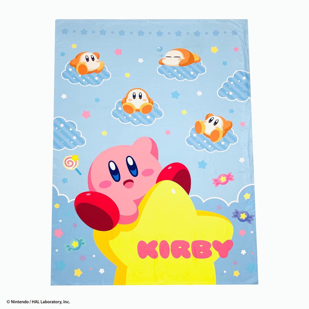 MORIPiLO Kirby of the Stars Duvet Cover Set Star Sleep Waddle Dee Duvet Cover and Soft Peach Skin Single Size 150x210cm Blue Cute Bedding Set