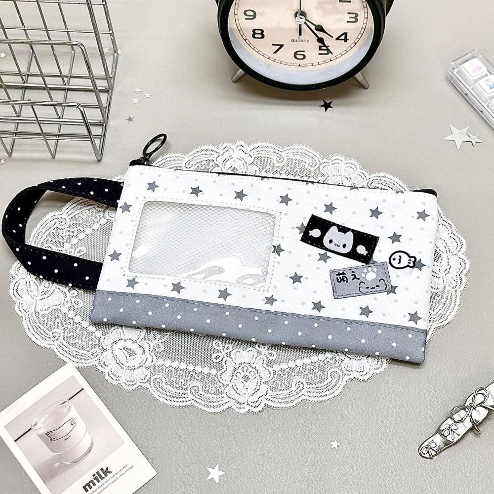 with Transparent Window Pencil Case Handheld Pencil Pouch Portable Pen Bag  Students