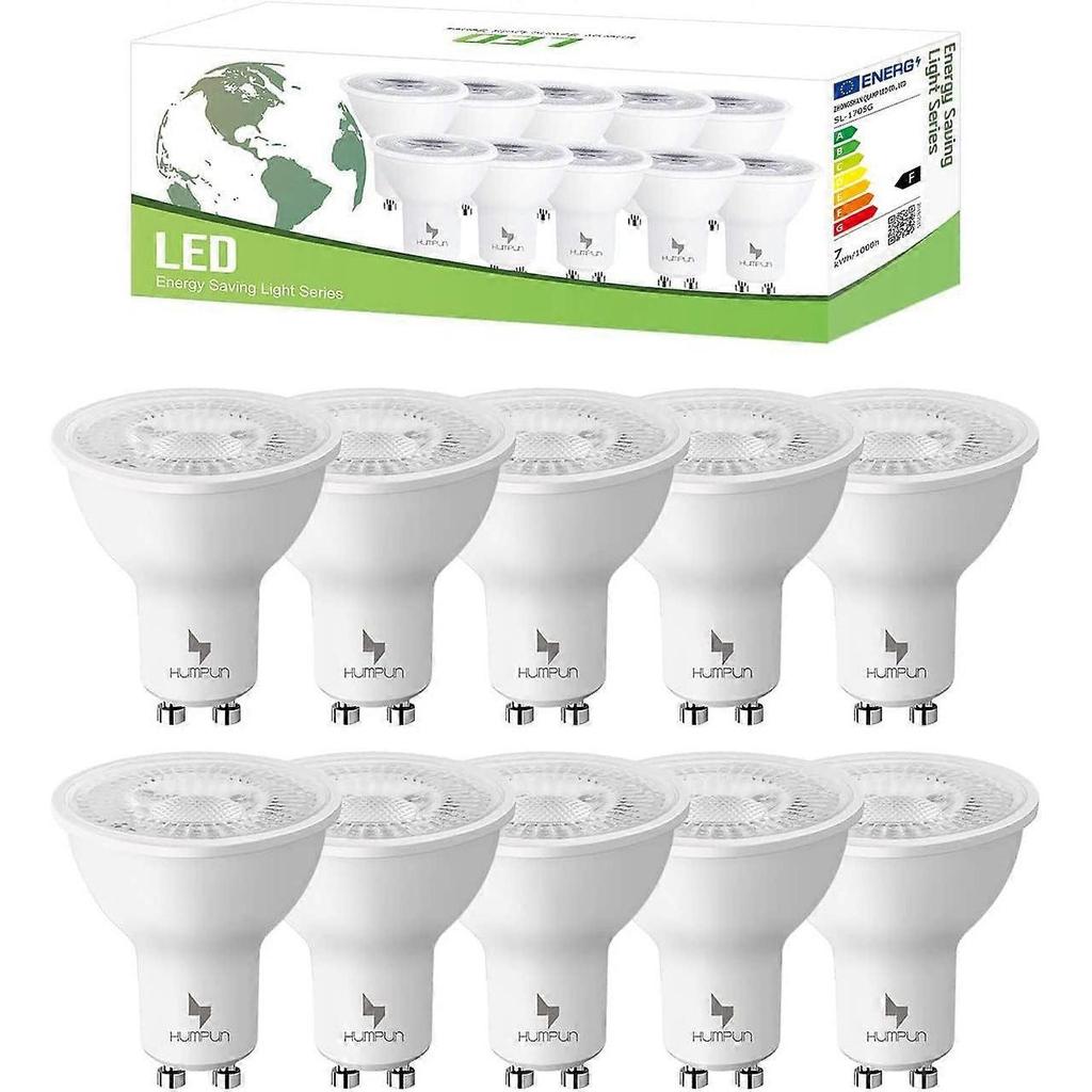 GU10 LED Bulbs Cool White 6000K, 7W 350LM, 50W Halogen Equivalent, Non-Dimmable, 120 Degree Beam Angle, AC 220-245V, Pack of 10
