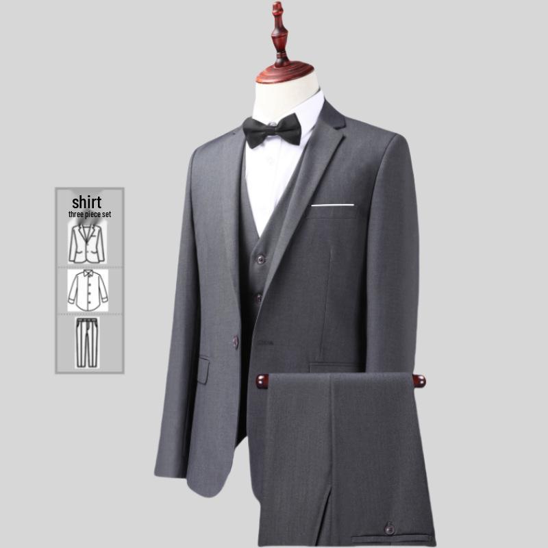Dreiteiliger Anzug im koreanischen Stil für Herren, Slim Fit - Business-, Freizeit-, Hochzeits- oder Arbeitskleidung für Trauzeugen.