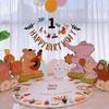 Baby's 1st Birthday Animal Theme Decoration Set with Balloons and Backdrop