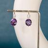 JoiasHome Yellow Gold Color Drop Earrings for Women Silver 925 Jewelry with Purple Zircon Amethyst Female Party Ear Accessories
