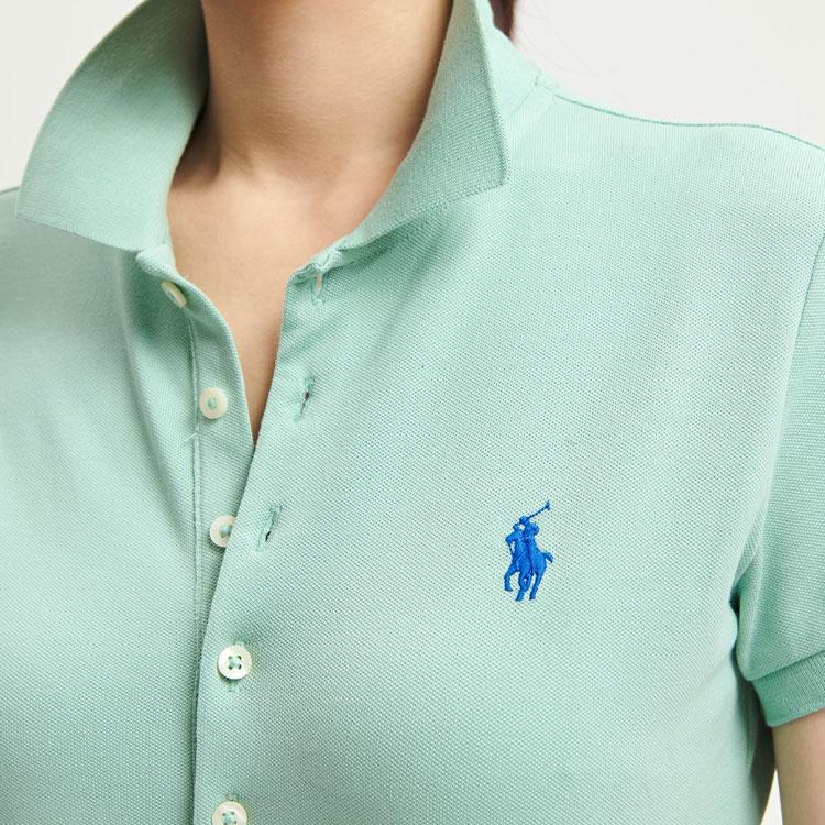 Polo Ralph Lauren Slim Fit Stretch Solid Short Sleeve Polo Shirt Women Tops Mint-Green WMPOKNINCU20464-310