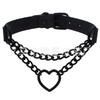 Harajuku Black Chain Choker with Peach Heart Pendant - Trendy PU Leather Love Neck Ring & Clavicle Chain