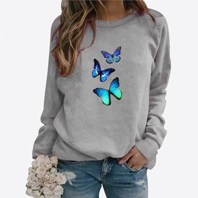 Novas Moletons com Padrão de Borboleta Moda 3D Estampados Hoodies Femininos Manga Longa Y2k Hoodie Pulôveres Oversized Tops Roupas Femininas