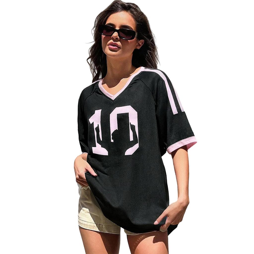 Women's V-Neck Soccer for Fans Retro Football Top