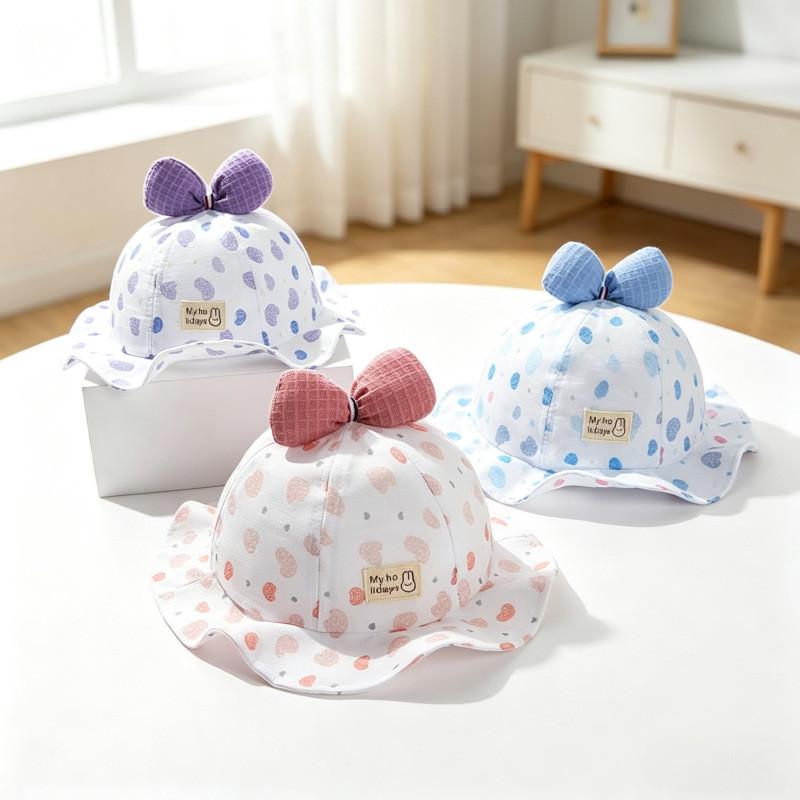 Baby Spring Summer Cotton Sun Hat With Wide Brim For Girls Sun Protection