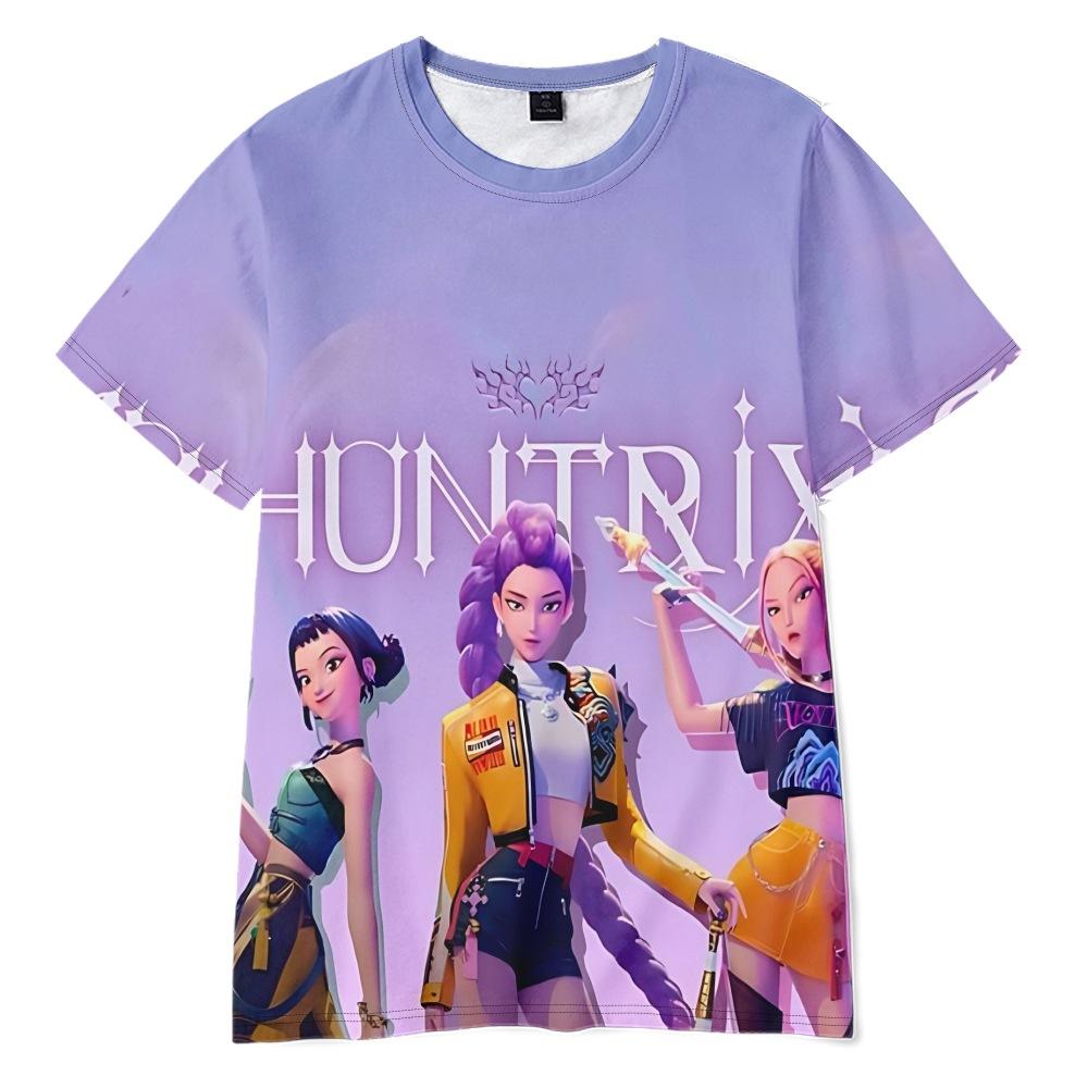 3D Neuer Film K-POP Dämonen jagende Girlgroup Bedrucktes Kurzarm-T-Shirt Bedrucktes Erwachsenen-Kinder-Sommer