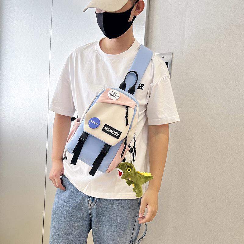 Sports Crossbody Backpack Men's and Women's Large Capacity Trendy Cool Breast Bag Japanese Contrast Color Korean Edition Casual Student Shoulder Bag