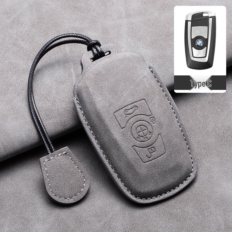 Compatible Leather Keychain Shell for BMW Series: Fits X1, X3, X5, 1 Series, 3 Series, 5 Series, 6 Series, 7 Series, NFC Card Snap