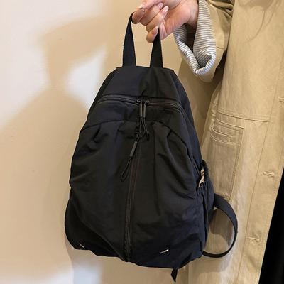 Schoolbag New Autumn and Winter Versatile Backpack Women's Bag Folded Travel Backpack Light Casual Simple Washed Cloth Casual School Bag