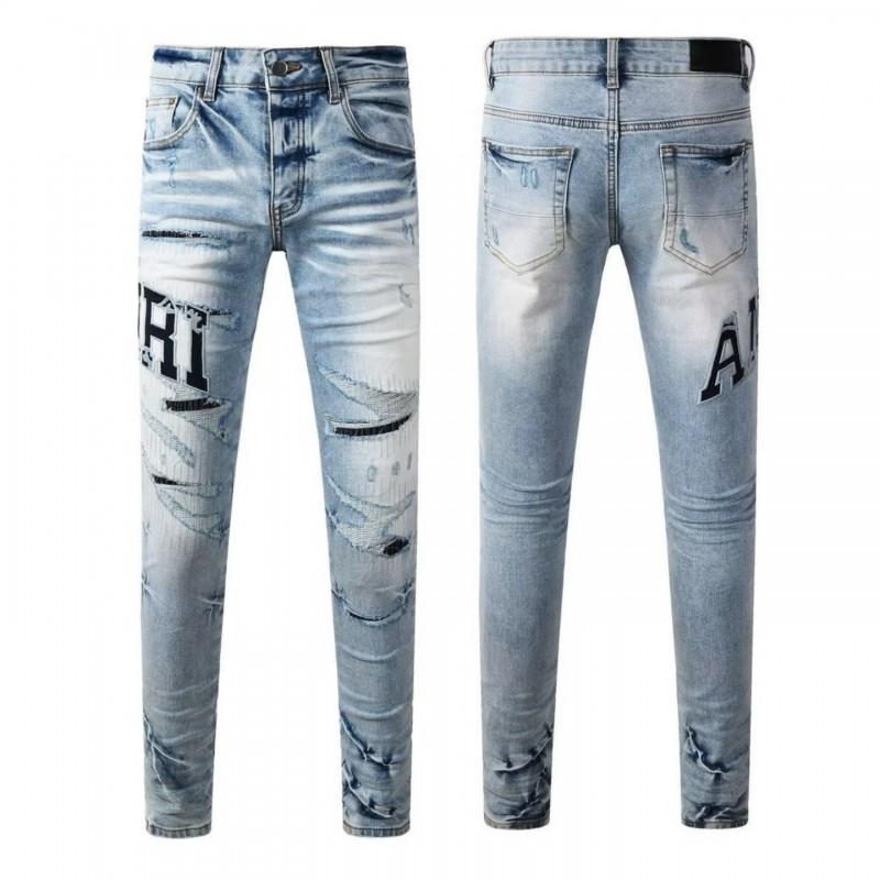 Jeans Skinny Stretch in Denim Strappato High Street da Uomo con Toppa Ricamata Stile Vintage