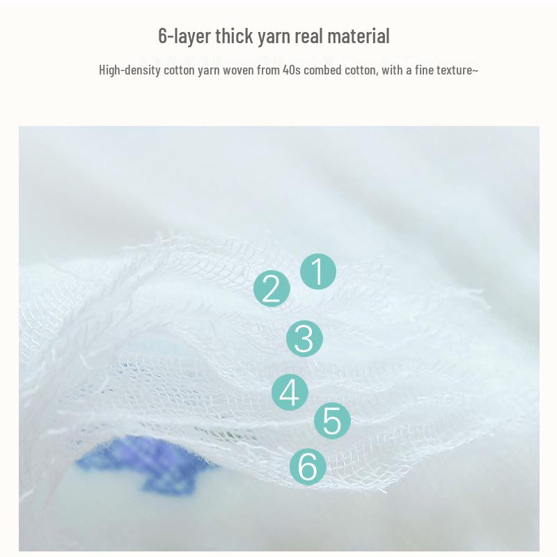 Ultra-Soft Baby Bath Towel - Pure Cotton Gauze, Absorbent, Six Layer for Newborns & Children