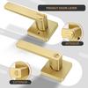 Brushed Gold Door Handles, Heavy Duty Keyless Privacy Door Lever, Reversible Square Door Handle Without Keys for Bedroom Bathroom Door, Satin Brass