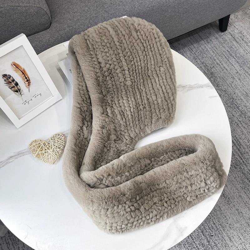 

Осенне-зимняя утолщенная вязаная шапка из кроличьего меха рекс женская теплая кроличья меховая шапка-шарф с капюшоном интегрированная двойного назначения One size