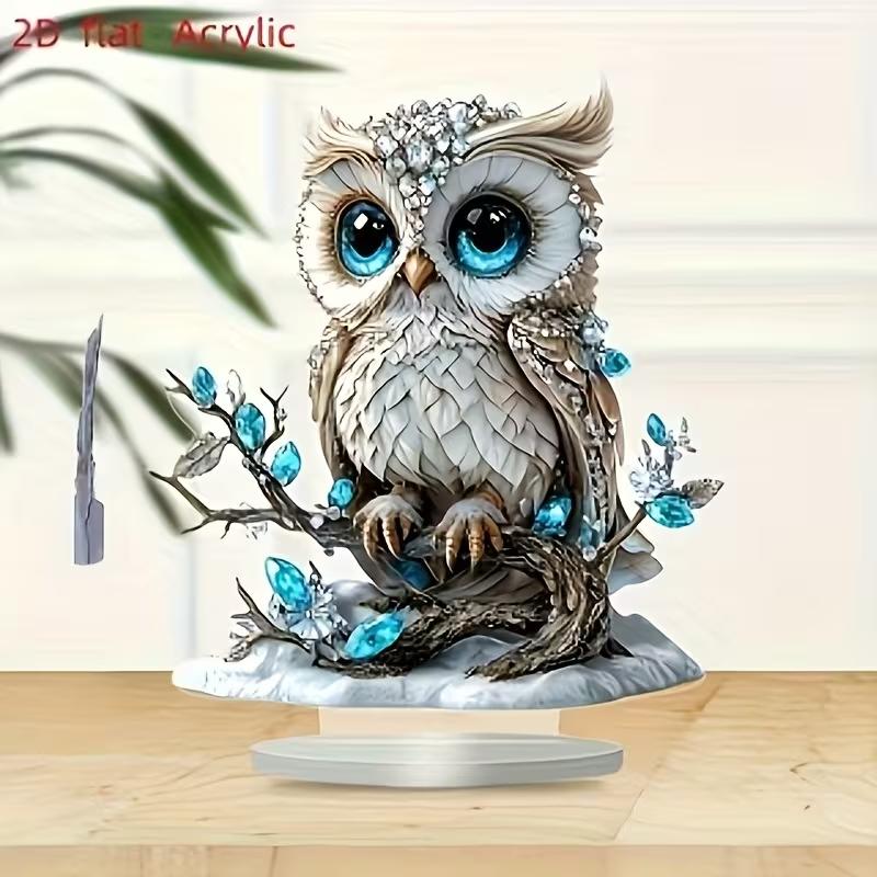 Bohemian Style Acrylic Owl Tabletop Bird Decoration 1pcs Home Office Coffee Shop Suitable Decorative Piece