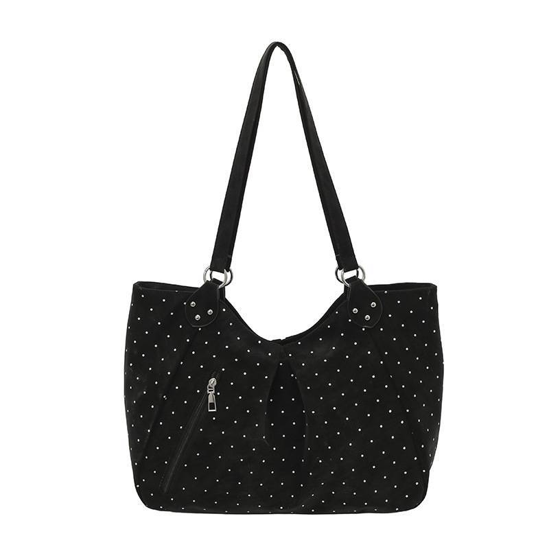 Borsa Tote a Pois in PU con Doppi Manici per Uso Quotidiano Casual