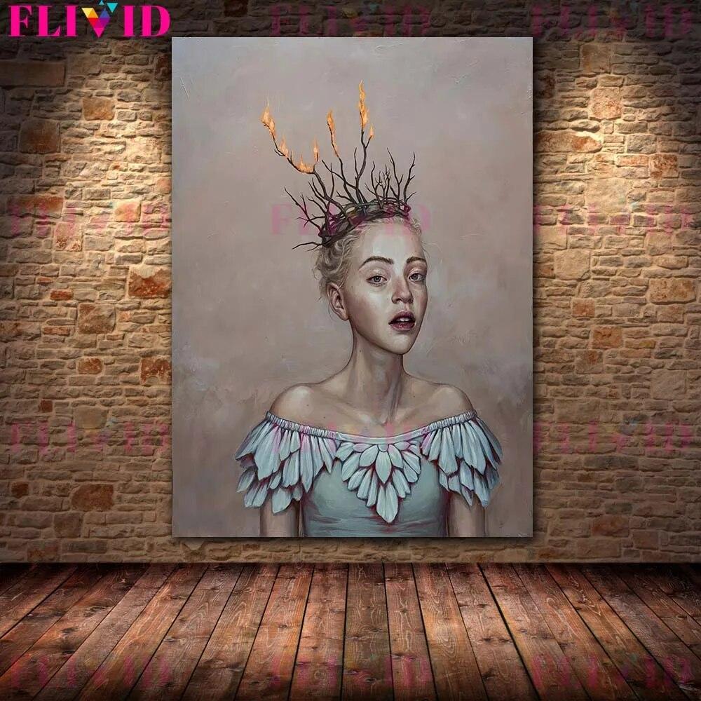 Butterfly Fairy,Mermaid Lady,Chessboard Queen Wall Art Canvas Painting Thorn Witch Surreal Art Poster And Print Home Decoration No Frame