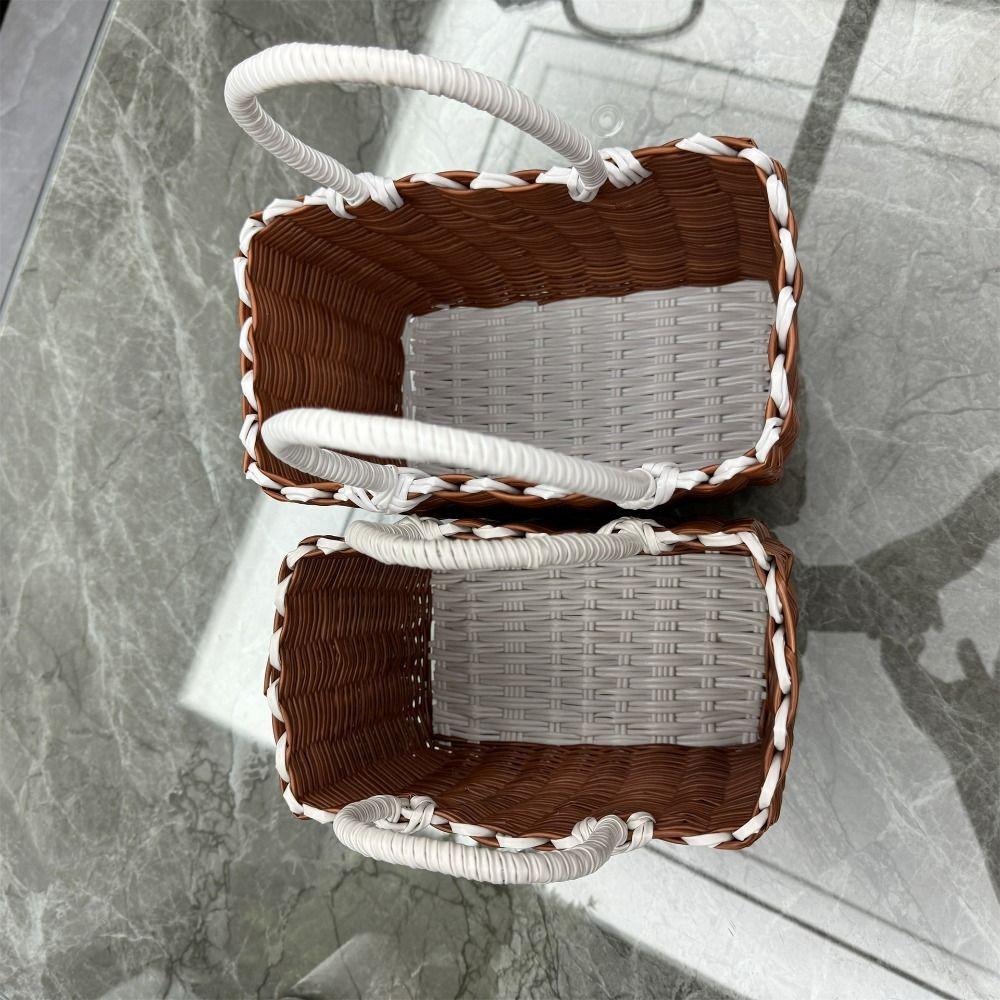 Plastic Storage Basket Square Woven Handbag Creative Hanging Baskets  Vegetable