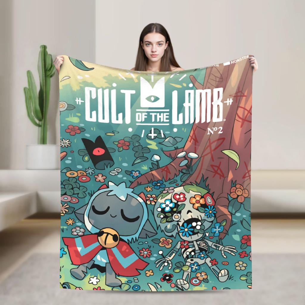 Cult of the Lamb Warm Soft Blankets Picnic Plush Throw Blanket Fashion Home Decor Flannel Bedspread Sofa Bed Cover